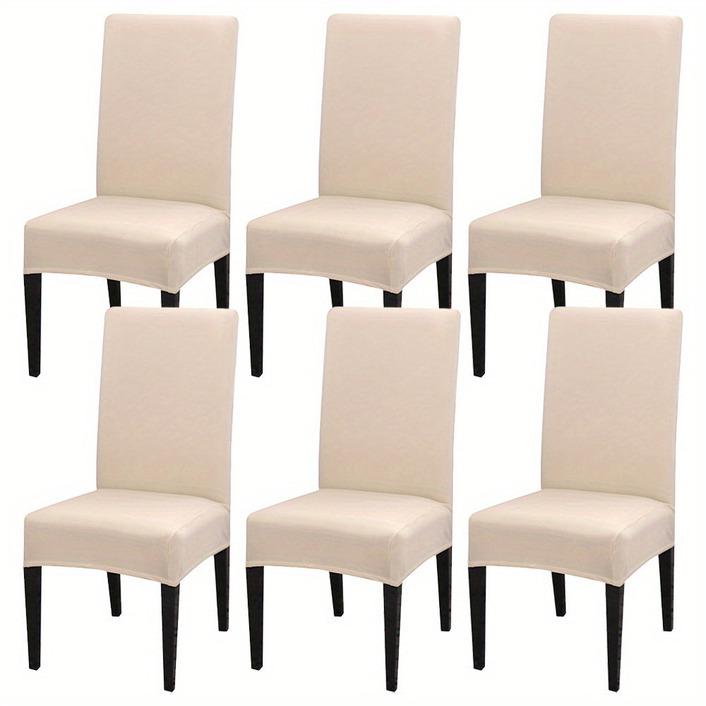 4 pieces or 6 pieces of milk elastic chair slipcovers for home decor in the kitchen, dining room, office, living room, hotel, or for weddings.