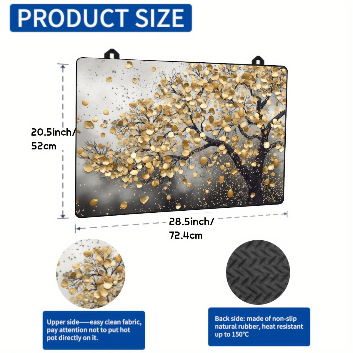 Protect your electric stove top with this extra large anti-slip mat made from premium natural rubber. Measuring 72.39cm x 52.07cm, this mat is perfect for covering glass cooktops and preventing scratches. Use it as a multipurpose oven and appliance mat