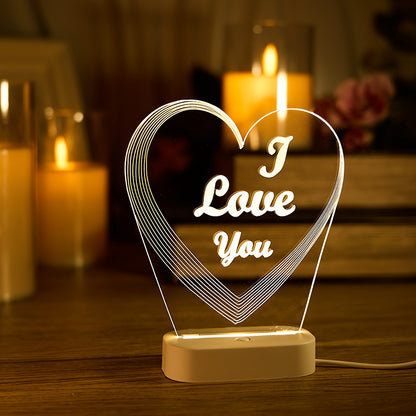 USB Night Light with Love Pattern, Perfect Gift for Mother's Day, Father's Day, or Valentine's Day, Great for Home and Desk Decor, Party Decoration.