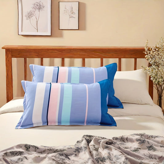 Super Fine Fiber Pillowcase Set of 2 in Large Size, featuring Envelope Closure and Striped Print Design. This Pillowcase is Soft, Plush, and Breathable, making it perfect for Sleep and as a stylish addition to Bedroom or Living Room Decor.