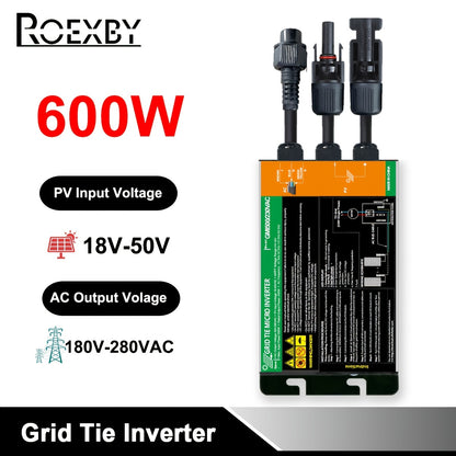 ROEXBY Solar PV Grid Tie Micro Inverter, 300W-700W, DC18V-50V to AC110V-280V, High-Efficiency Power Conversion for Home & Office, Micro Grid Inverter, 350W-600W, Solar Input, AC80V-220V