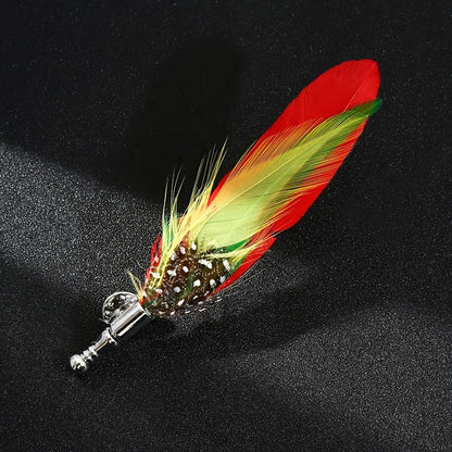 Colorful Simulated Feather Brooches Lapel Pins Set of 7, Stylish Fashion Accessory for Men and Women's Dress Suits