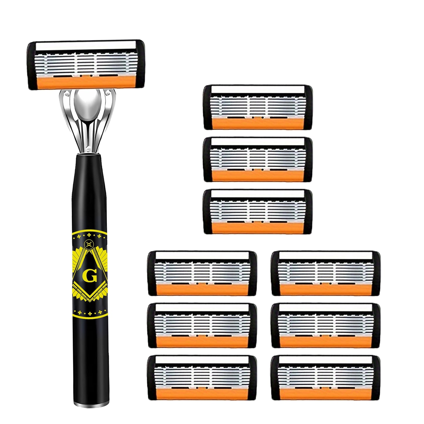 Luxury Men's Safety Razor Set with Ultra-Sharp Blades, Ergonomic Design, 6-Layer Stainless Steel Head, Durable Metal Handle.