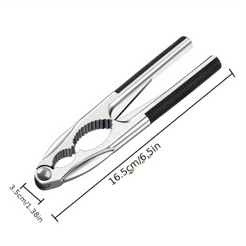 1 piece of Nutcracker made of metal that is reusable and can be used for peeling nuts. It is a creative tool for opening walnuts and can be used in the kitchen. This household nut opener plier is a useful tool for cracking nuts and is a must-have kitchen