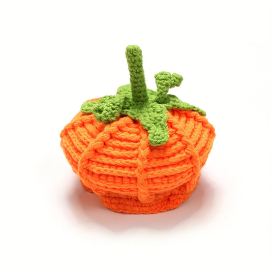 Charming handmade pumpkin hat for children - Ideal Halloween present, made of yellow polyester