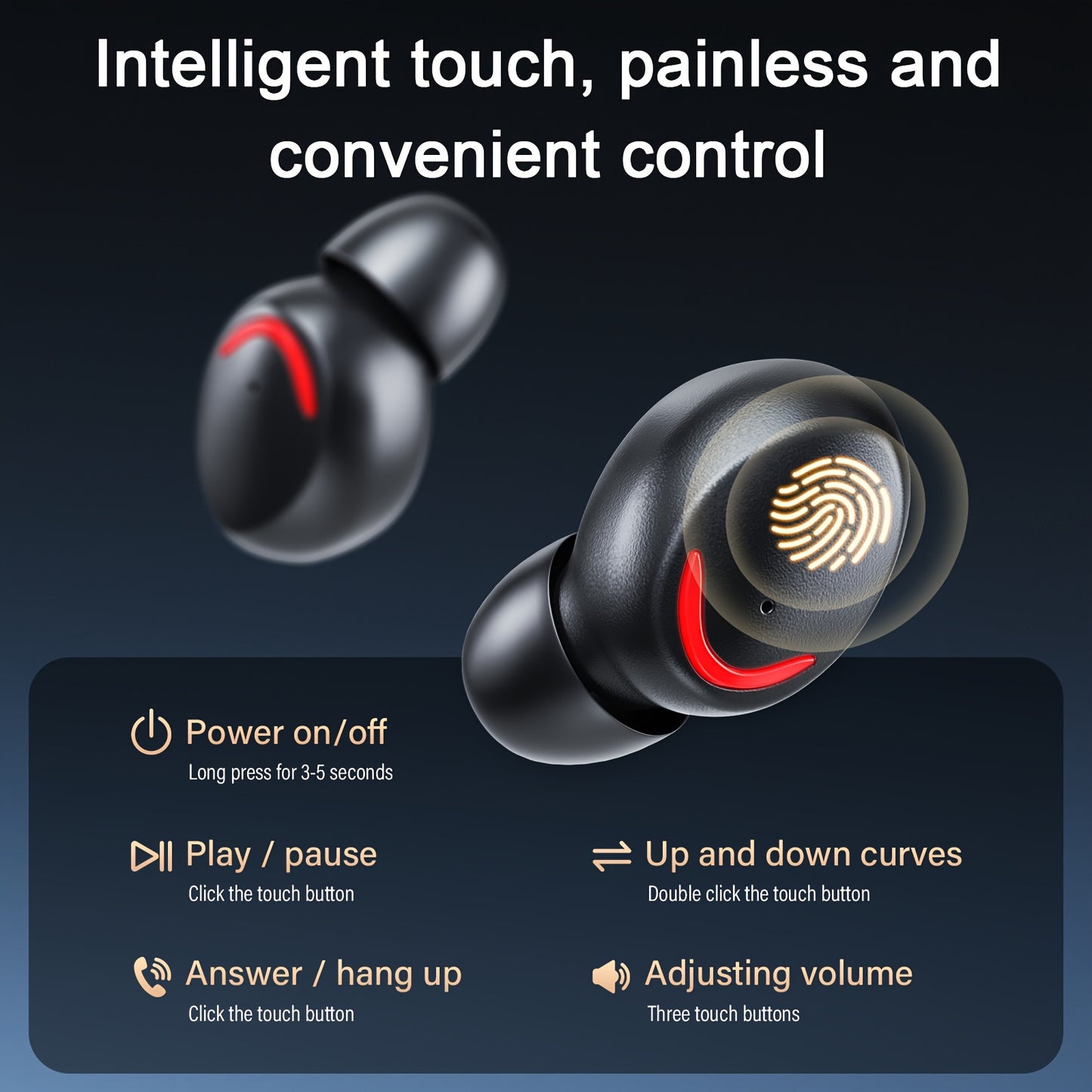 TWS Wireless Earbuds with Touch Control and LED Display Charging Bin