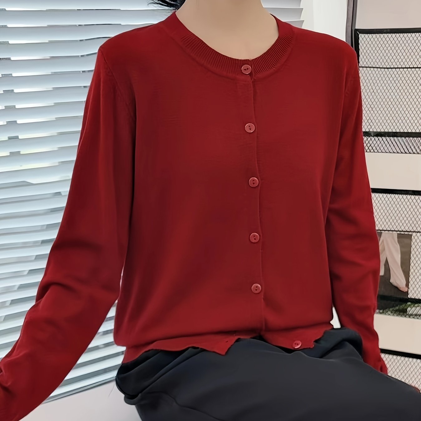 Solid color button front cardigan for women, perfect for Spring & Fall.