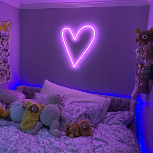 USB powered pink heart neon sign LED light for table or wall decoration, perfect for girls' room, dorm, wedding, anniversary, Valentine's Day, birthday party, or home décor.