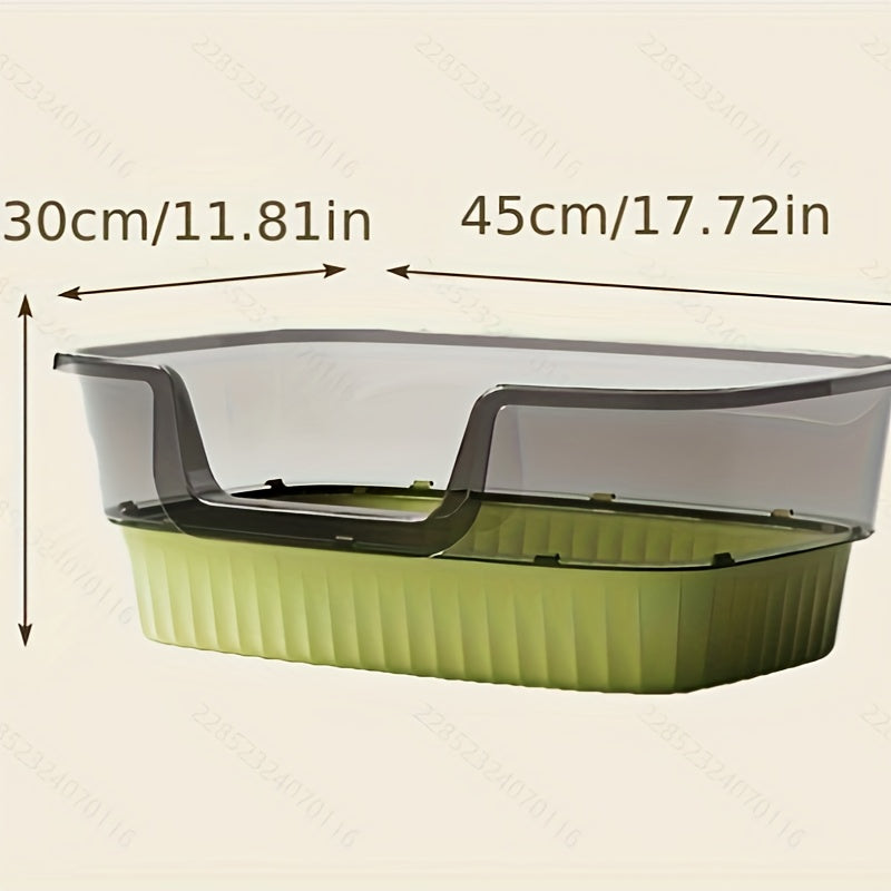 1pc WhiskerWonders Extra Large Rectangular Cat Litter Box with Transparent Cover, Durable ABS Plastic, Removable Design, Includes Litter Scoop & Deodorant - Ideal for All Cat Sizes, Daily