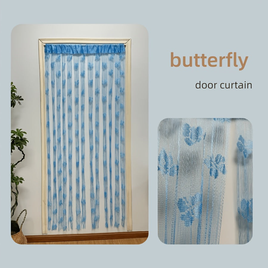 Stunning Sheer Curtain featuring a Vibrant Orange-Yellow Butterfly & Floral Pattern - Made from Durable Lightweight Polyester, with a Convenient Rod Pocket Design perfect for Living Rooms, Weddings, and Hotels - Simple to Clean, Ideal for All Seasons, a