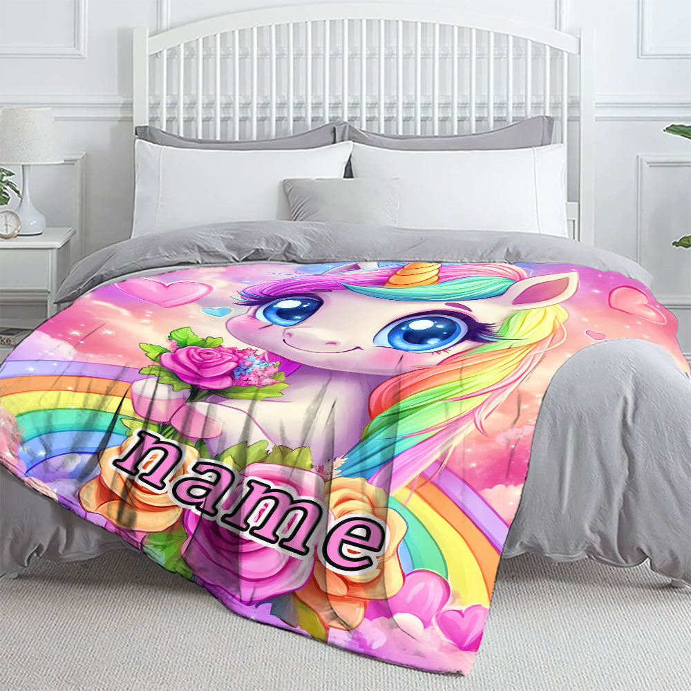 Personalized Name Mythical Creature Design Blanket - High Definition Print, Perfect for Sofa, Bed, or Travel - Custom Fleece Blanket, Soft and Cozy - Great Gift for Loved Ones.