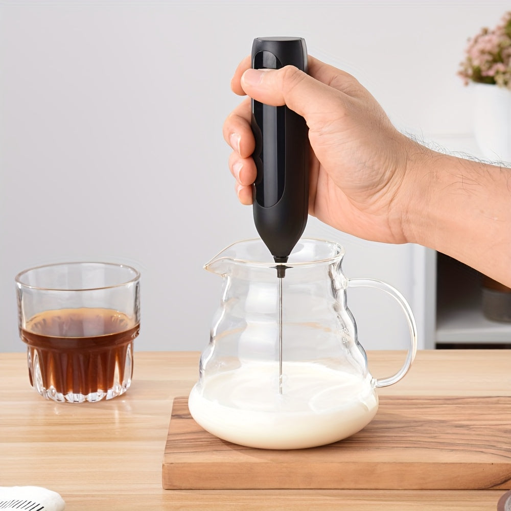 This handheld coffee frother is an electric milk frother that can also be used as a manual foam maker. It is constructed with a combination of metal and plastic materials. Please note that it requires 2 AA batteries (not included) as it is a dry