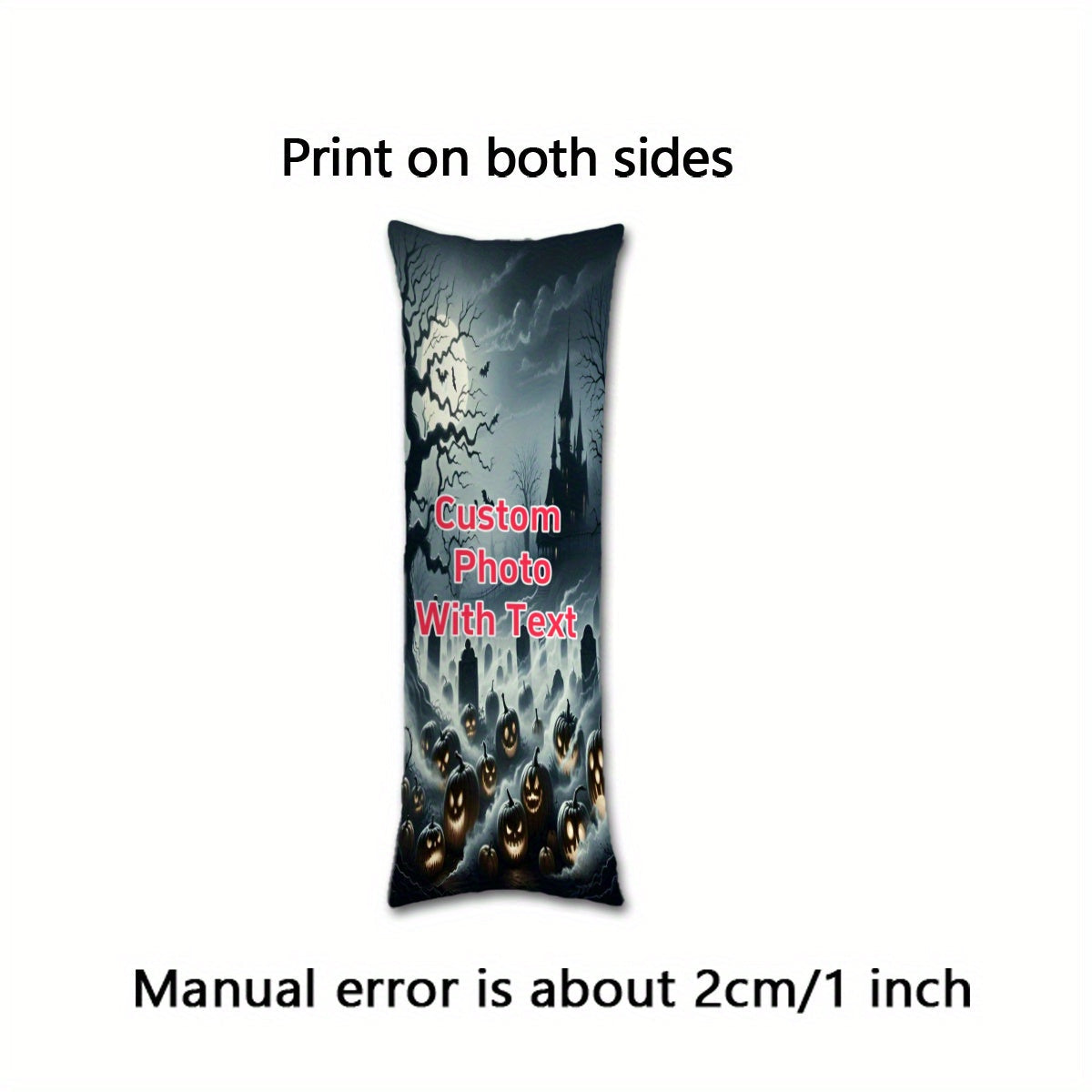 Long Body Pillow Cover featuring Custom Photo - Made with Soft Plush Fabric, Double-Sided Design - Ideal for Halloween, Anime, Thanksgiving, Christmas, Birthdays, and Wedding Anniversaries - Measures 50.8x137.16 cm