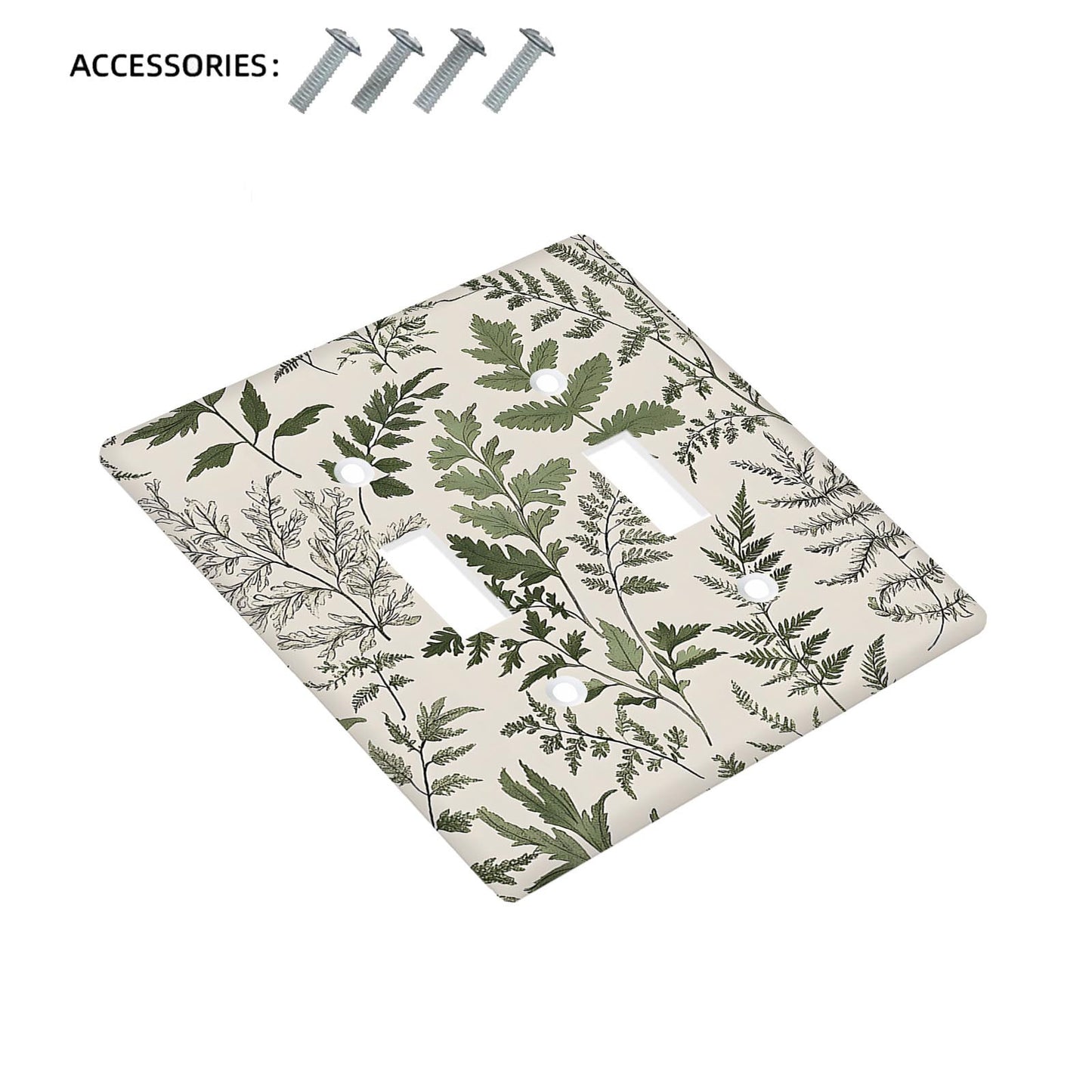 1 Sage Leaf Pattern Decorative Wallplate, 1-Gang/2-Gang Outlet Cover, No Electricity Needed, Easy to Clean, Versatile Switch Plate for Bedroom, Kitchen, Office - 1 Pack.