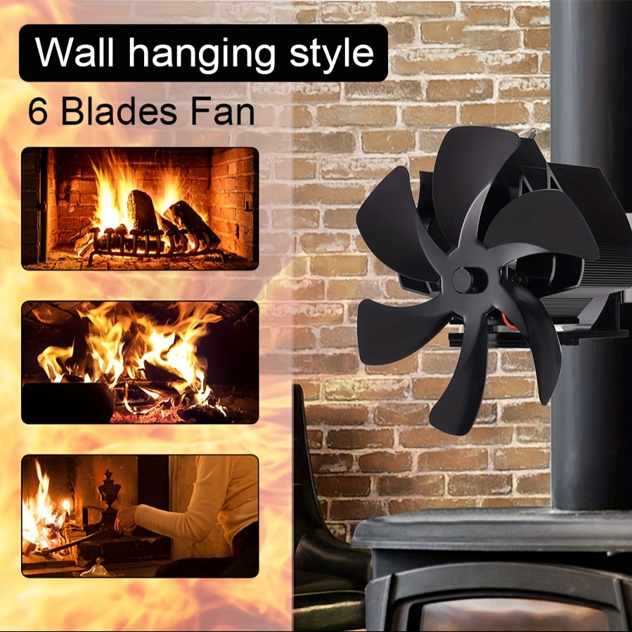 6-Blade Fireplace Fan: Wall-Mounted Thermal Fan for Wood-Burning Stove Fireplaces, Efficient Heat Distribution.