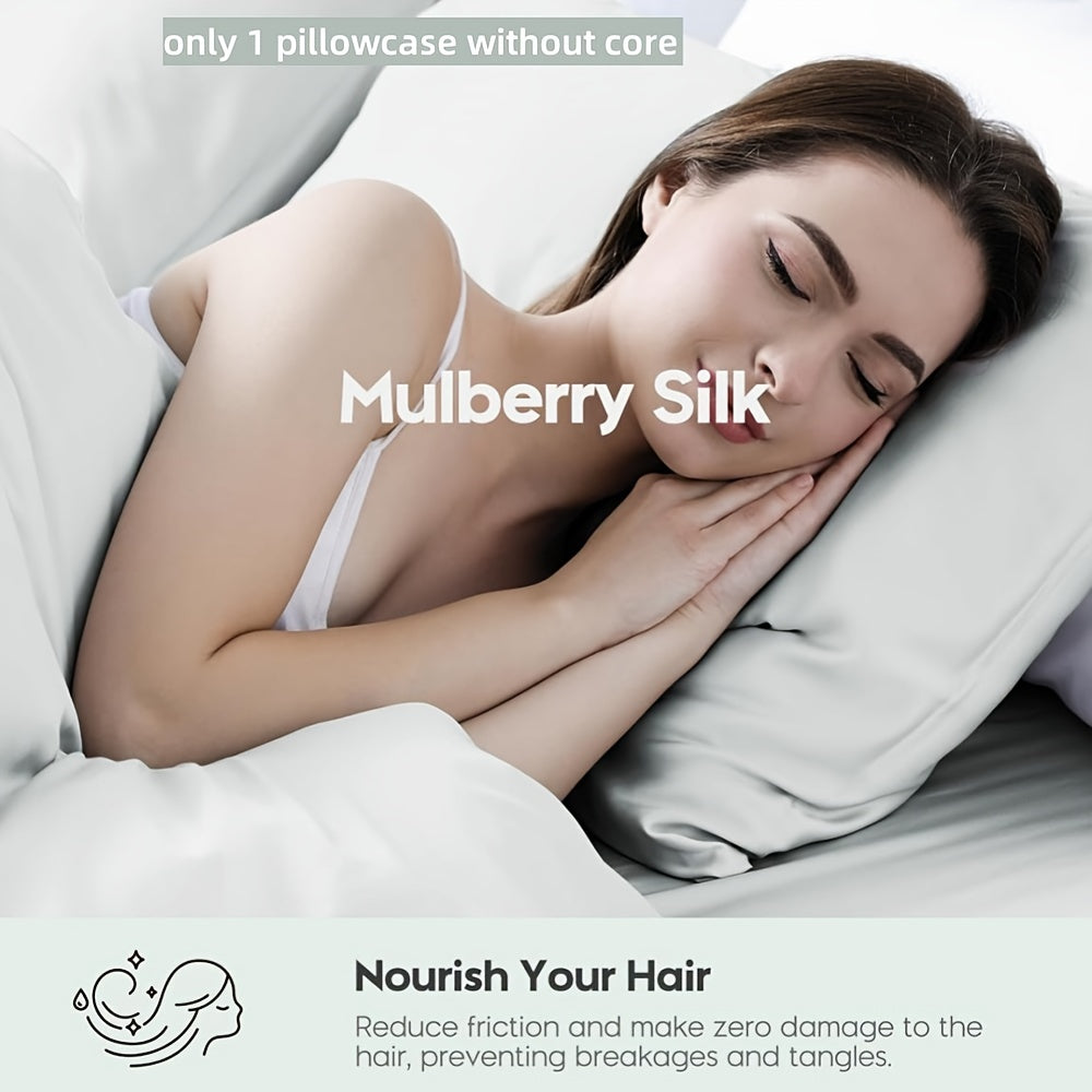 Get yourself a luxurious 100% mulberry silk pillowcase in a stunning silvery gray color. This 19mm silk pillowcase features a double-sided design that is gentle on both hair and skin. The hidden zipper adds a touch of elegance, making it a perfect gift