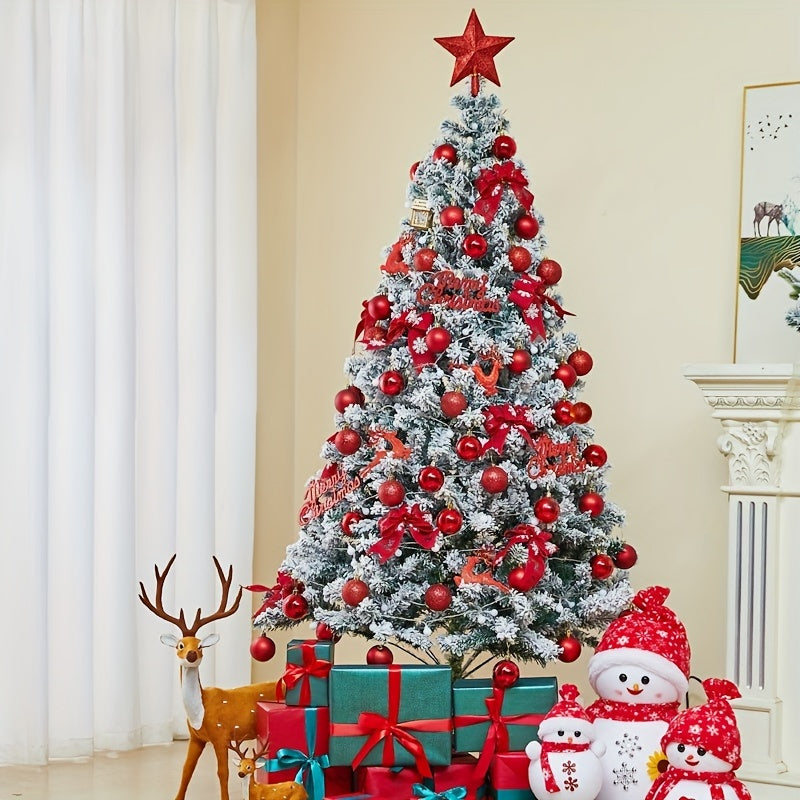 Get into the festive spirit with our lifelike snow-sprayed Christmas tree set, complete with ornaments, a top star, and letter signs. This tree is perfect for adding holiday cheer to your decorations, parties, and celebrations. Available in white, pink