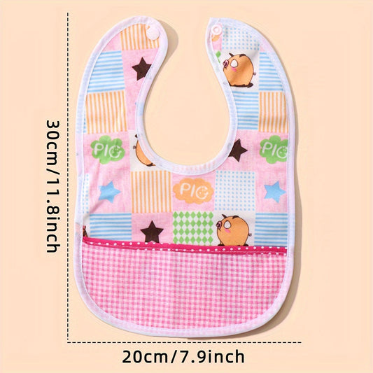 Set of 3 Velvet Waterproof Bibs, Cute Cartoon Designs for Feeding and Drooling