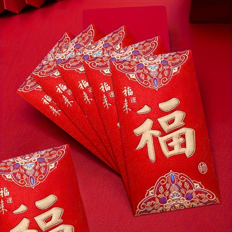 Bag of 6 high-quality, new frosted red envelopes perfect for holiday, birthday parties, and business occasions. Ideal for weddings, engagements, new couple blessings, birthdays, and Chinese Spring Festival party gifts.