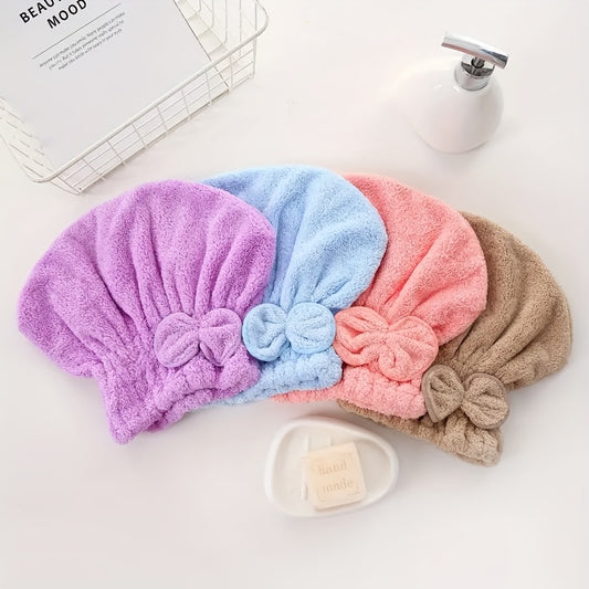 Ultra-soft hair towel wrap made of 100% polyester for quick drying and hair care for girls and ladies.