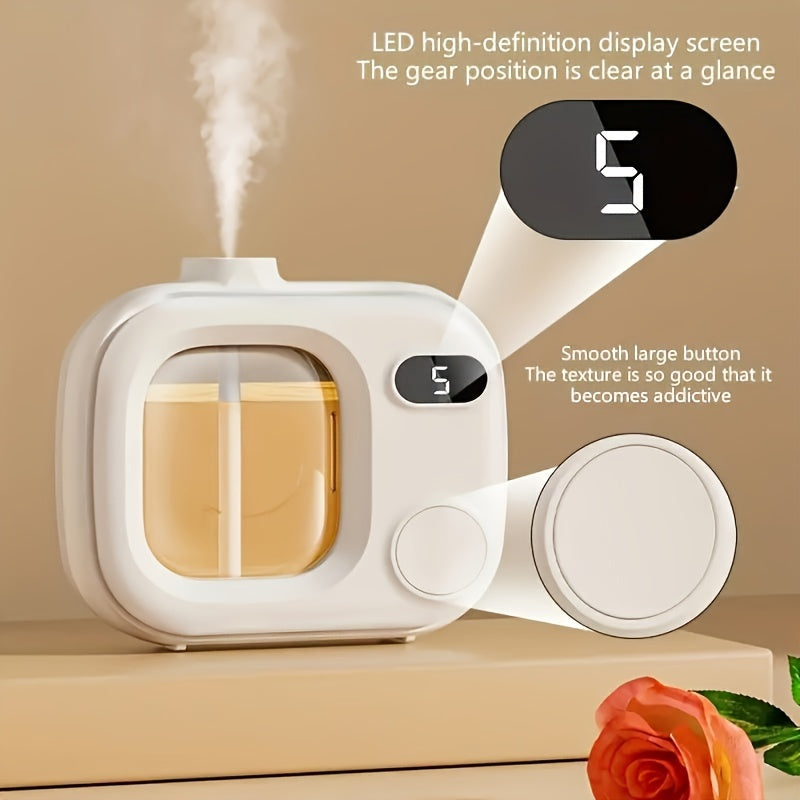 USB rechargeable 5-speed room humidifier with digital display, lithium battery, and fragrance dispenser - perfect for home, office, and bedroom. Great for holidays.