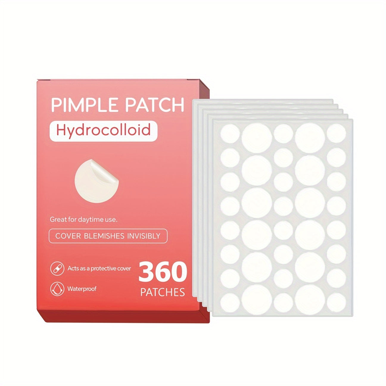 360 hydrocolloid acne patches - fragrance-free, alcohol-free, for all skin types, day & night use, gentle on sensitive skin, deep cleansing & clearing.