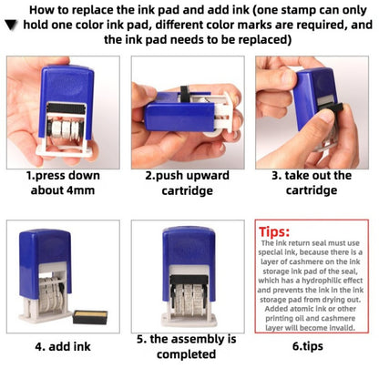 1 adjustable date stamp for hand account/gifts, ink sold separately.