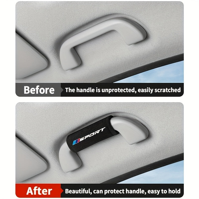 Soft-touch car door handle covers for BMW models with easy installation and non-slip grip.