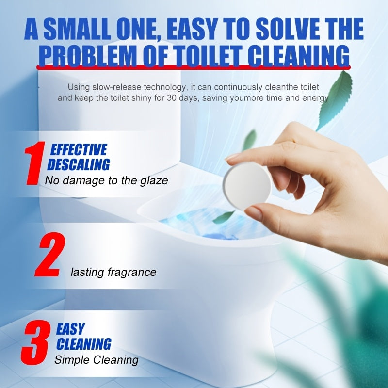 Tablets for automatic toilet cleaning that remove stains and odors, leaving a long-lasting fresh scent and fighting stubborn dirt for a thorough clean.