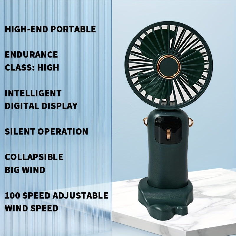 Get your hands on the perfect personal cooling solution with this Mini Portable Fan. This handheld fan is rechargeable via USB charging and comes with 100 speed settings for customized comfort. The fan is silent and small, making it ideal for use in