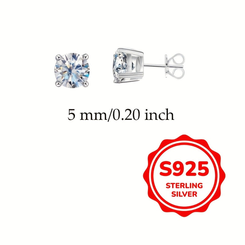 Stylish 925 Sterling Silver Stud Earrings for Women with White Cubic Zirconia - Available in Various Carat Sizes (0.1-0.8CT) and 3/4/5/6mm - Perfect for Everyday Wear and Gifting, Comes with Free Gift Box and Daily Care Supplies including Oxides