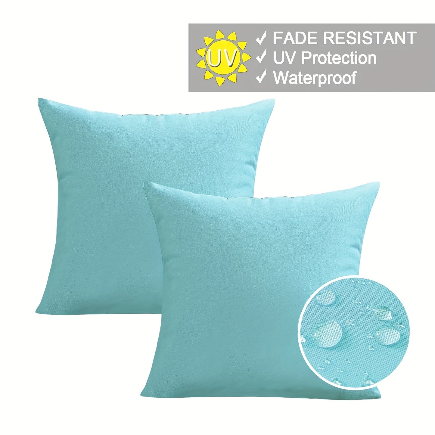 2 Waterproof Outdoor Throw Pillow Covers for patio furniture, garden bench, porch, couch, tent, and home decor. Does not include pillow core.