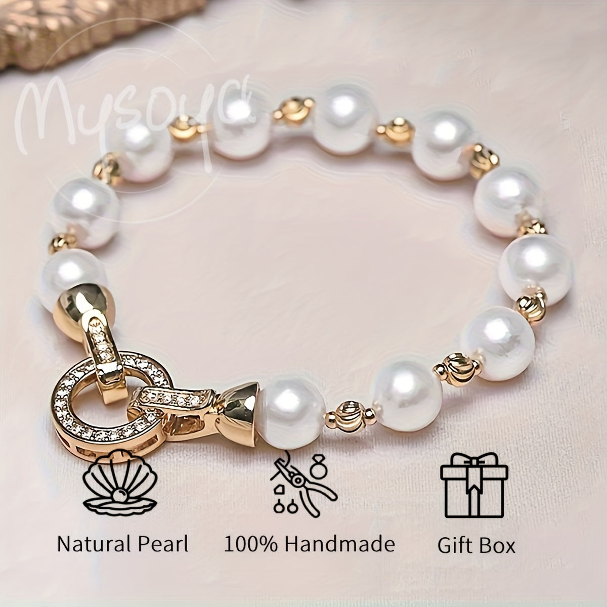 Beautiful handmade bracelet crafted with freshwater pearls, suitable for both formal events and everyday wear. Makes a wonderful gift for holidays like Christmas and Valentine's Day, as well as other special occasions.