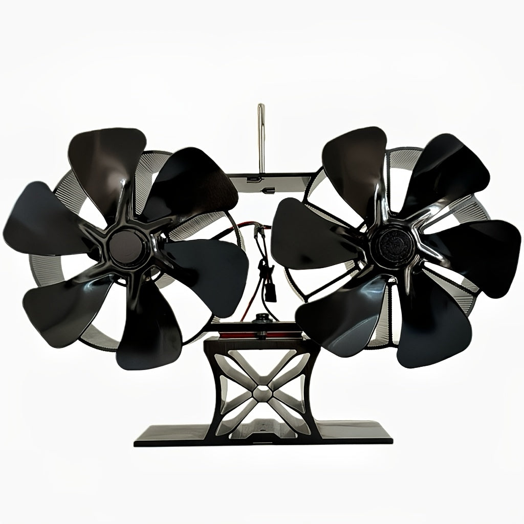 Wood Stove Fan Set: Includes 1pc Wood Stove Fan, Magnetic Thermometer & Gloves. Features 12 Blades, Silent Motors, and Push Horizontal Air Flow. Heat Powered for Wood Burning Stoves, Gas, Pellet, and Log Fireplaces.