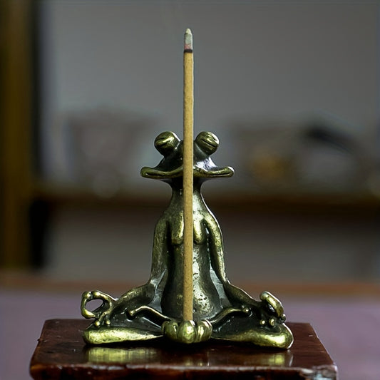 Antique frog incense holder for home decor and meditation, burns sandalwood.