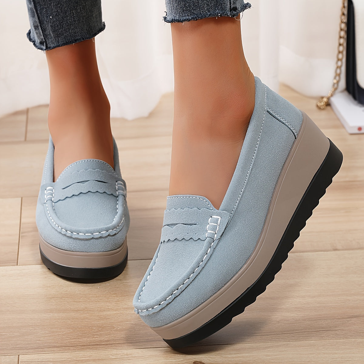 Casual loafers with soft platform sole for comfortable daily wear.