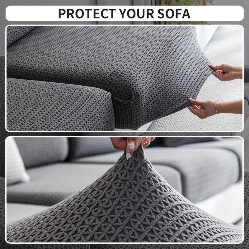 Waterproof stretch sofa cover, modern non-slip couch protector, pet-friendly elastic slipcover for living room, fits all seat and L-shaped sofas.