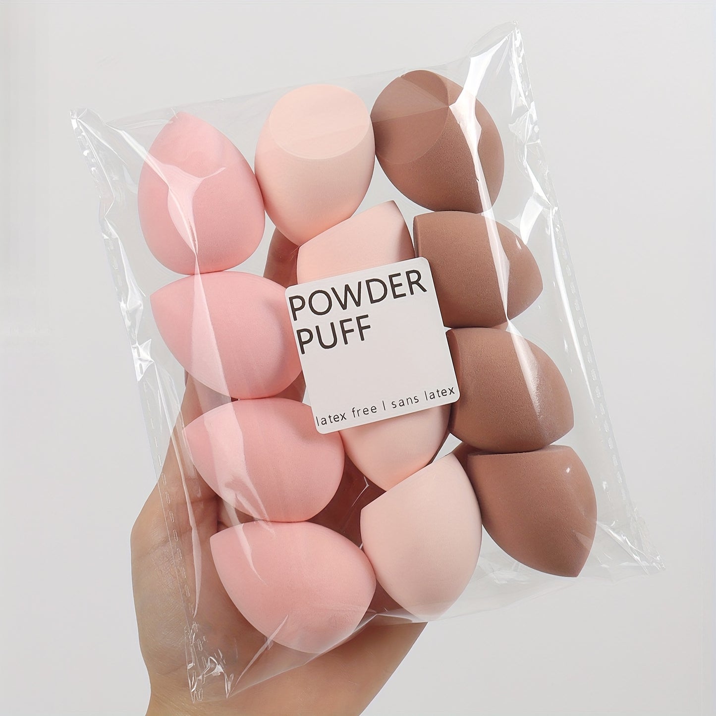 Medium size makeup sponge available in 3, 6, or 12 pieces. Random colors and shapes. Can be used with bb cream, liquid foundation, concealer, blush, etc. Expands when wet. Latex-free.