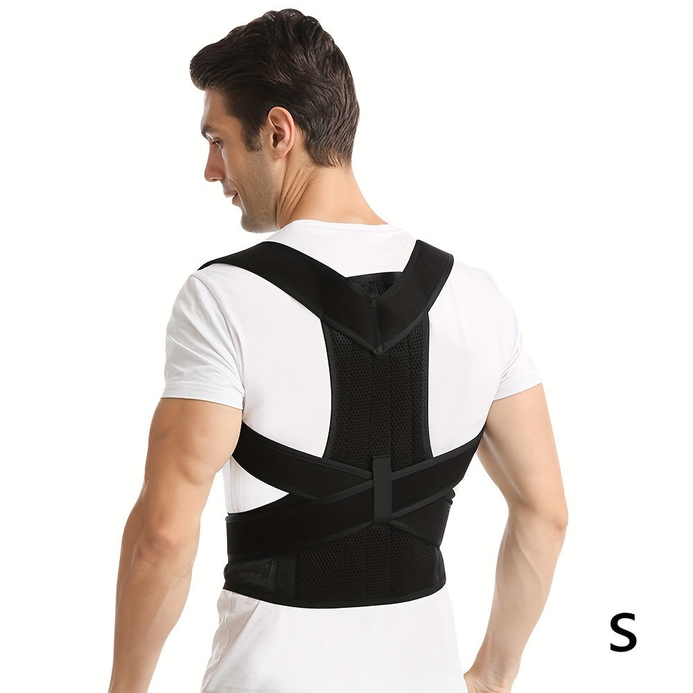 Improve posture with adjustable brace; size up for best fit.