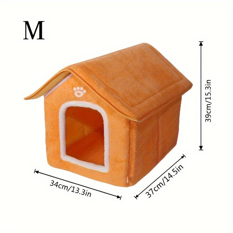 Cozy Pet House with Four Seasons Washable Enclosed Warm Dog Bed Cat Shelter made from Polyvinyl Chloride Material, Non-Skid Bottom, Assembled.