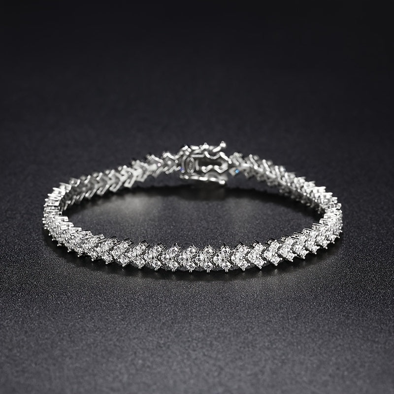 Sparkling Moissanite Bracelet in S925 Sterling Silver, Effortlessly Stylish and Versatile for Everyday Wear or Gifting