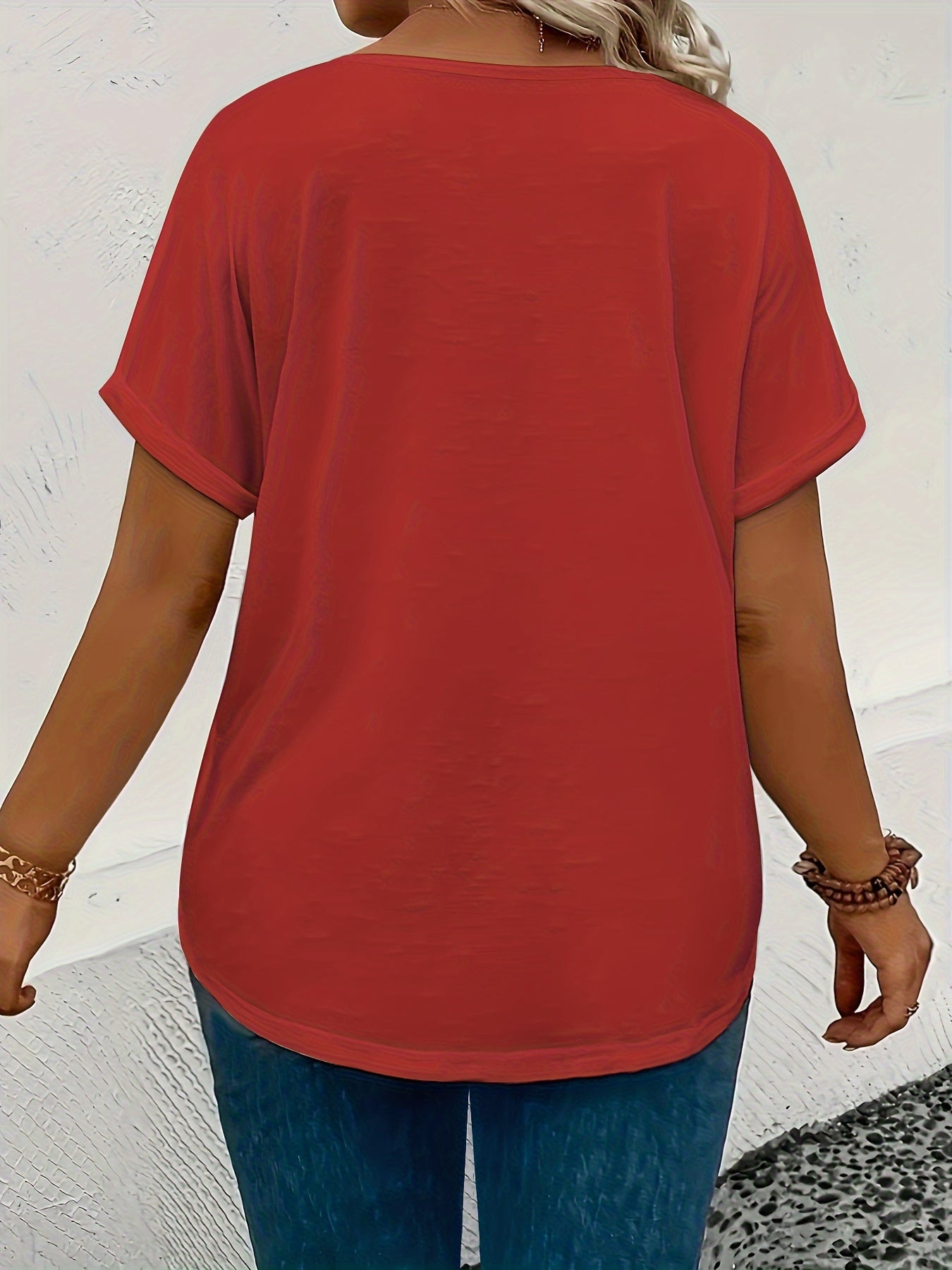 Popular Large Solid V-Neck T-Shirt