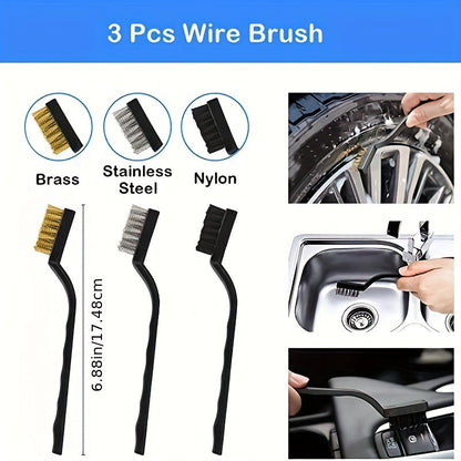 Set of 20 Car Detailing Brushes - Includes Everything Needed for Cleaning Wheels, Interior & Exterior - Made with Sturdy Plastic and Metal Components