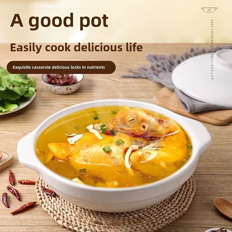 1 piece of household ceramics, an old-fashioned earthen casserole suitable for use on a gas stove to stew soup. This shallow pot is high temperature resistant and can be dry-fired, making it a durable and reliable ceramic casserole.