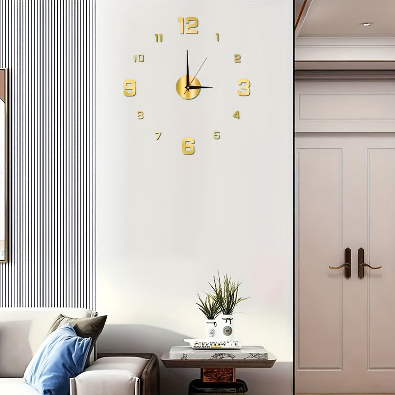 Nordic Style DIY Silent Wall Clock with Self-adhesive Decoration. Simple yet creative acrylic clock for living room or bedroom. Battery not included.