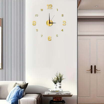 Nordic Style DIY Silent Wall Clock with Self-adhesive Decoration. Simple yet creative acrylic clock for living room or bedroom. Battery not included.