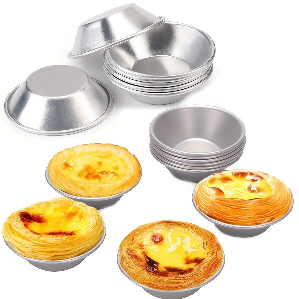 Egg Tart Molds - 10/20pcs Set of Aluminum Alloy Mini Tart Pans with Non-Stick Coating for Mini Pies, Puddings, and More - Essential Baking Tools and Kitchen Gadgets for Home Use