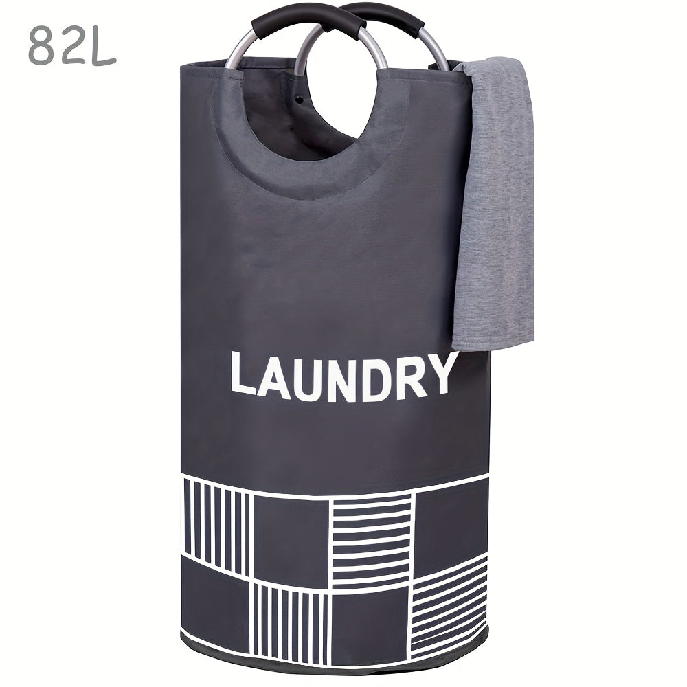 Waterproof laundry hamper with padded handles, stands up well and collapses for easy storage. Perfect for bathroom, laundry room, balcony, dorm, and more. Stay organized with this 82L/115L laundry basket.