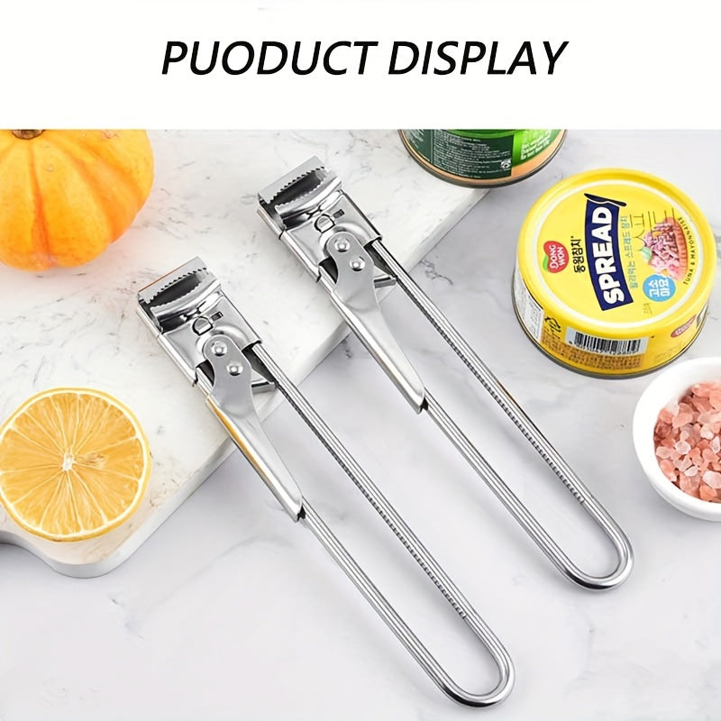 Adjustable jar opener made of stainless steel, versatile can opener, and manual bottle opener for kitchen and dining, a creative addition to home kitchen tools and accessories.