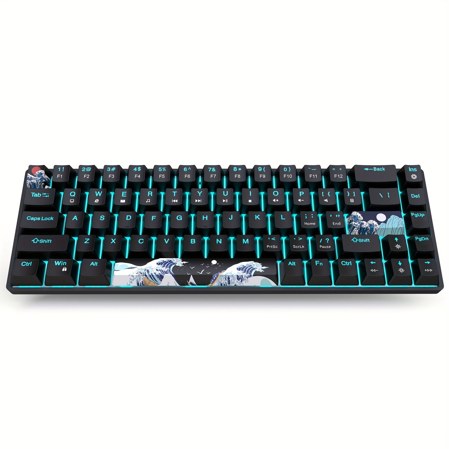 HXSJ ergonomic wired mechanical gaming keyboard with 68 keys, PBT custom dye sublimation keycaps, backlit, USB powered, includes USB cable and keycap puller, for computers/laptops.